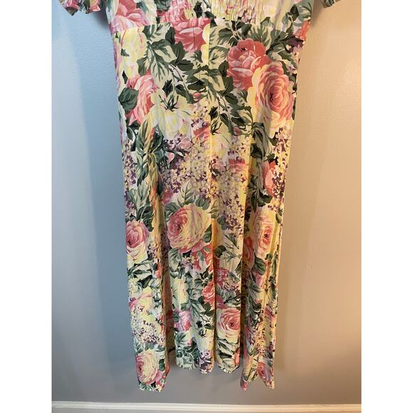 Faithfull the Brand Vittoria Midi Dress Venissa Floral US 8 English Pink Roses - Picture 6 of 16